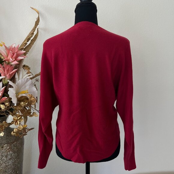 Liv Milano Oversized Sleeves Red Sweater with Rhinestones - Picture 3 of 8